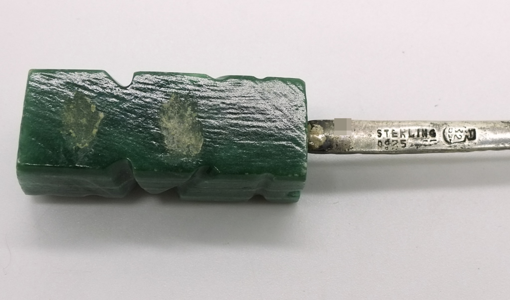 Sterling Silver Spoon Carved Malachite Handle