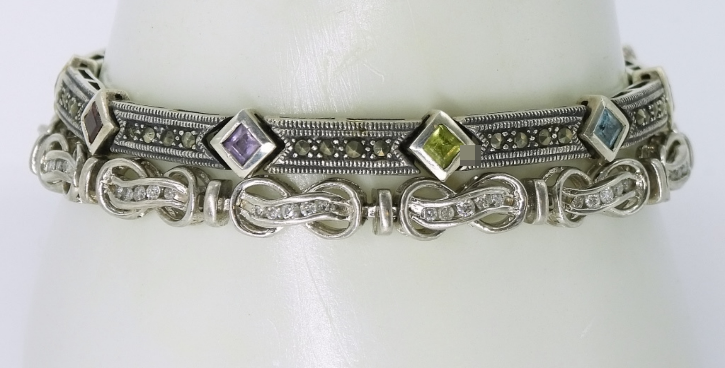 Sterling Silver Gemstone Bracelet Pair