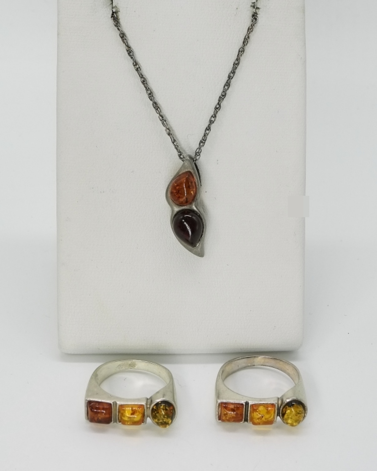 Sterling Amber Necklace & Ring Set