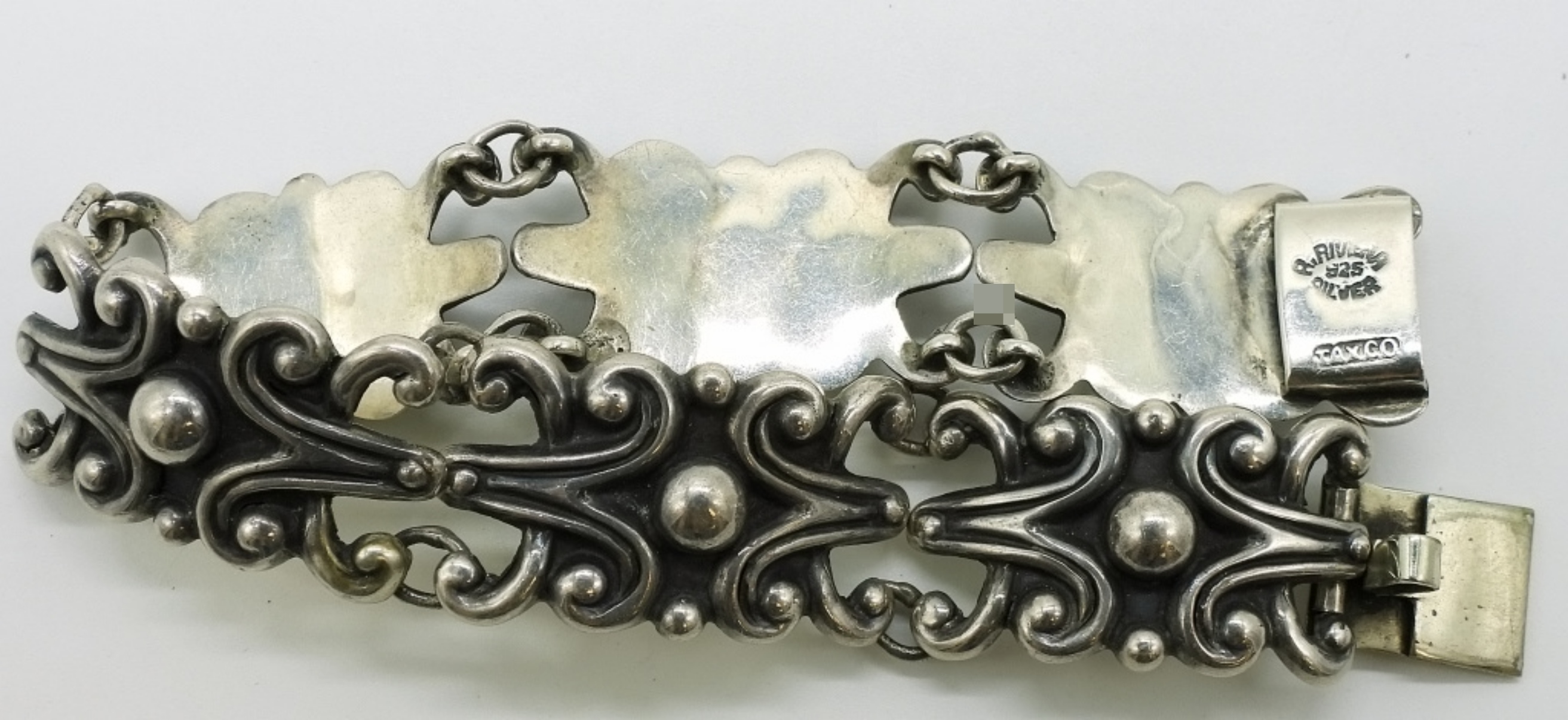 Taxco Sterling Bracelet, Black Onyx Marcasite