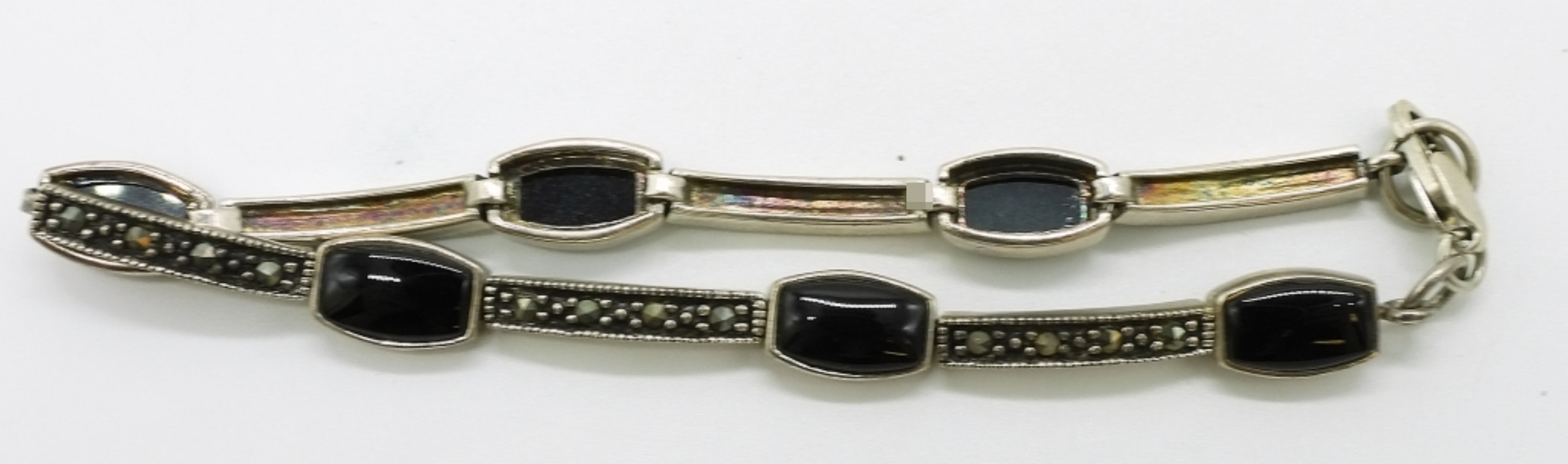 Taxco Sterling Bracelet, Black Onyx Marcasite