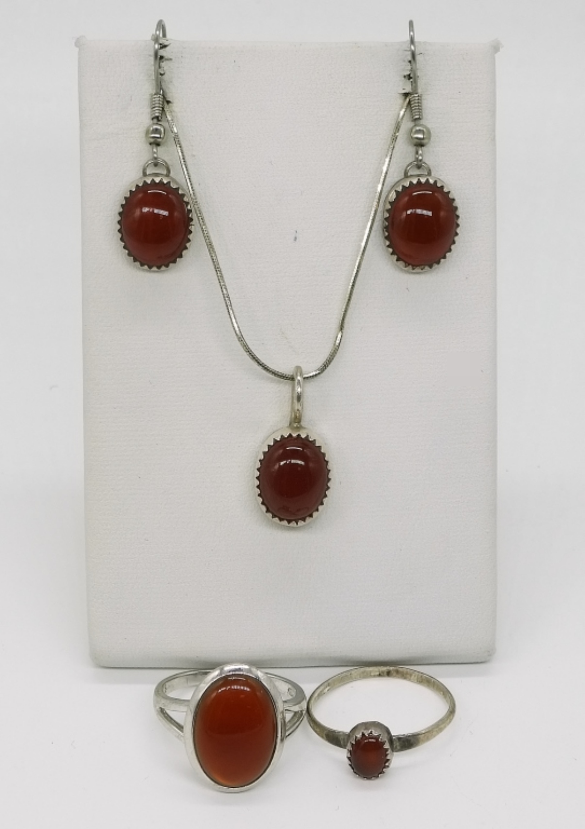 Sterling Carnelian Set, 4 Pieces
