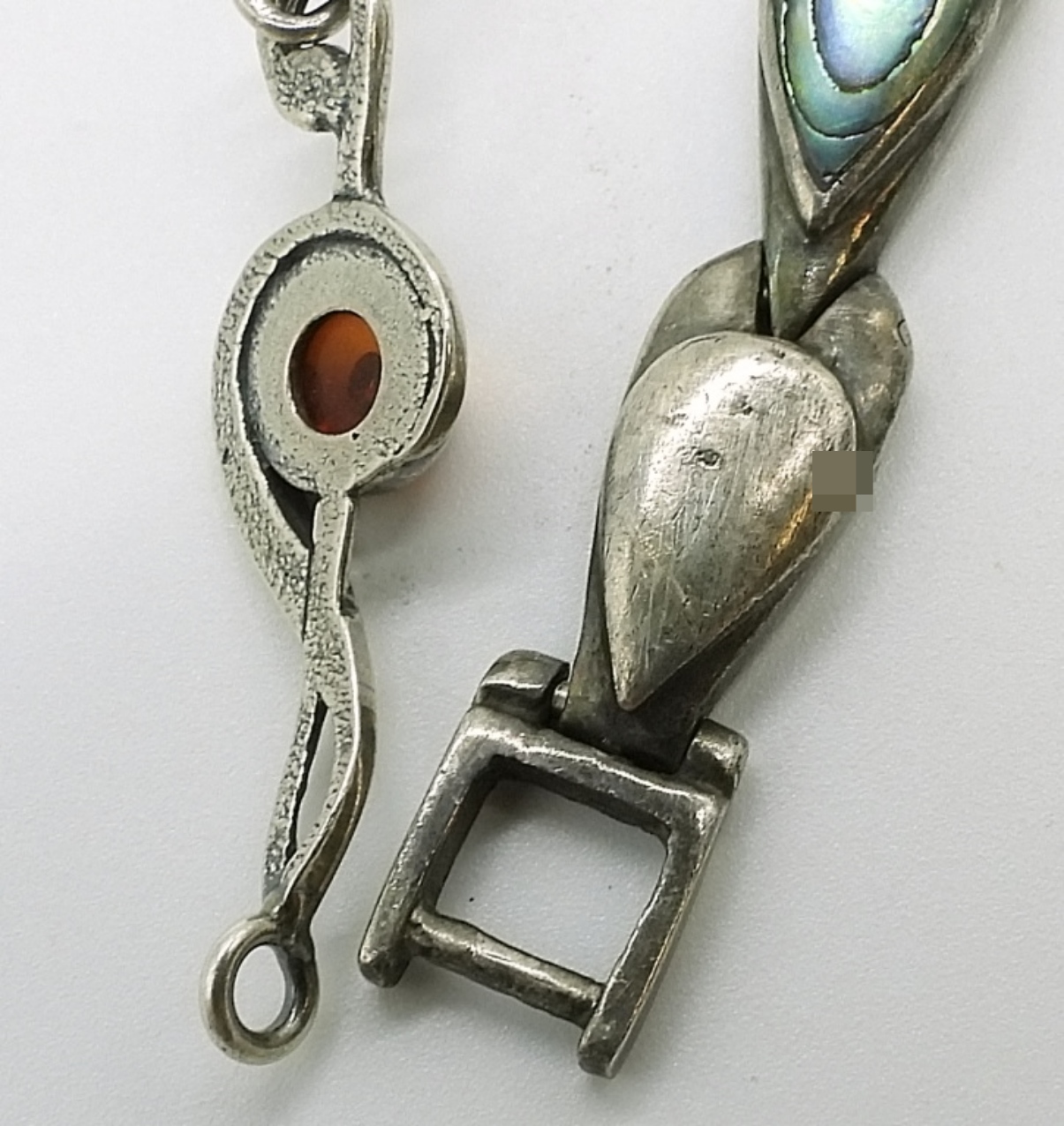 Sterling Silver Amber & Abalone Link Bracelets