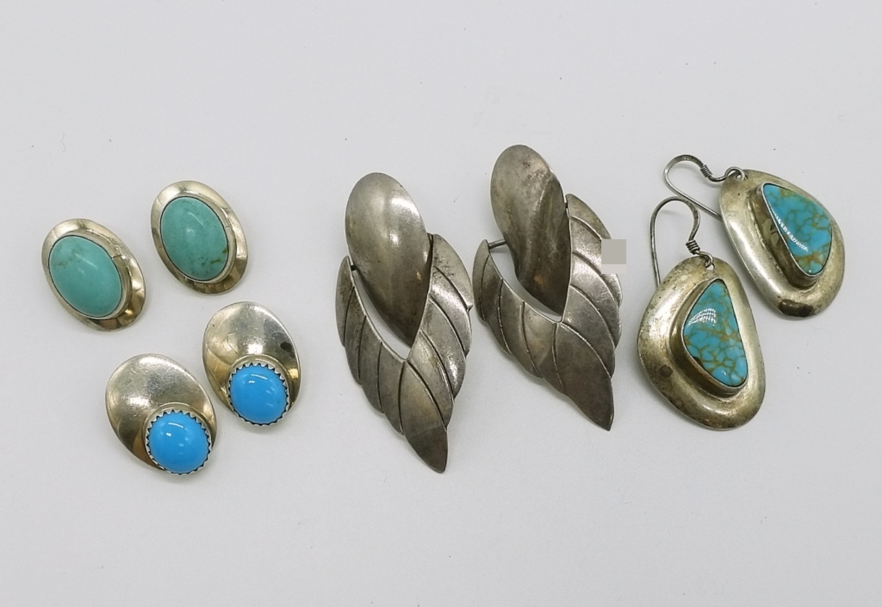 4 Pair of Sterling Turquoise Earrings