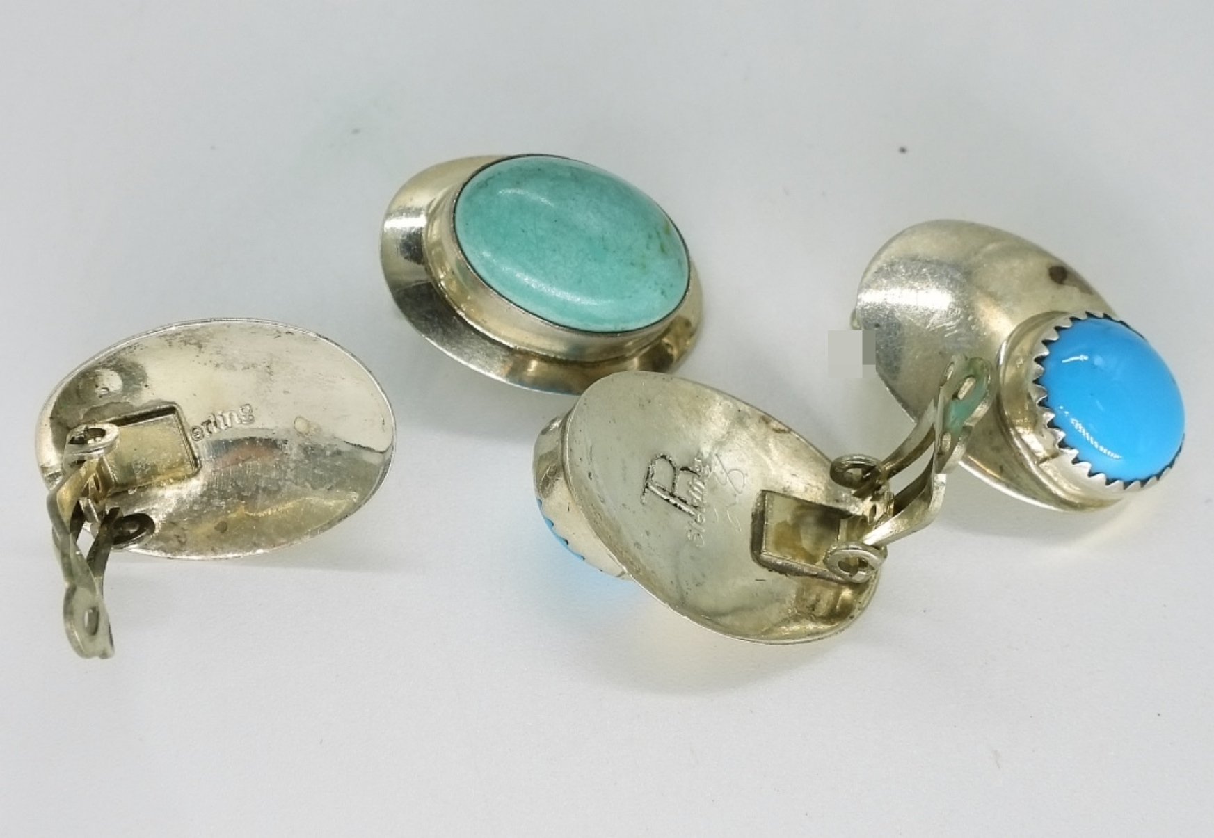 4 Pair of Sterling Turquoise Earrings