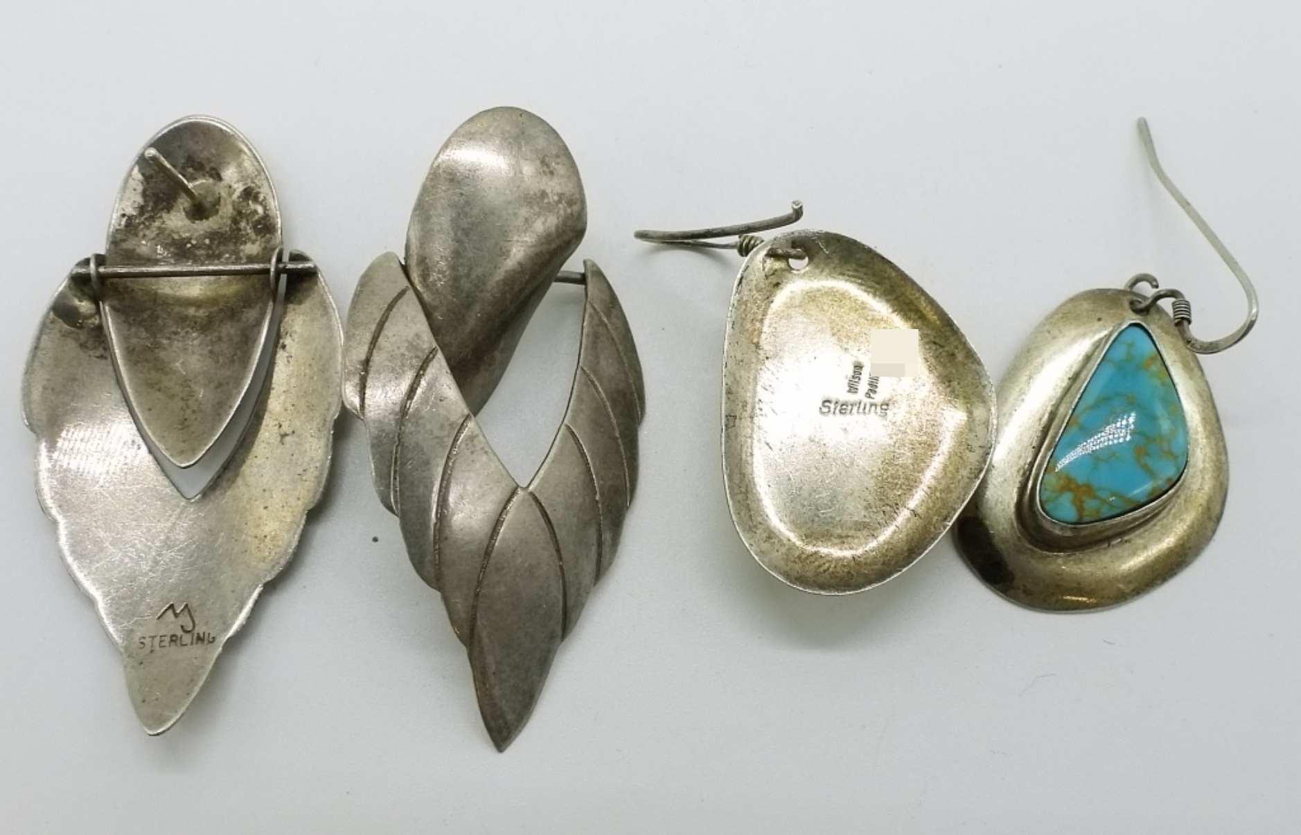 4 Pair of Sterling Turquoise Earrings