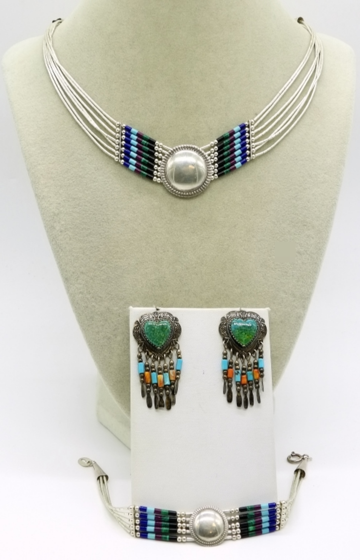 Sterling Turquoise Beaded Jewelry Set