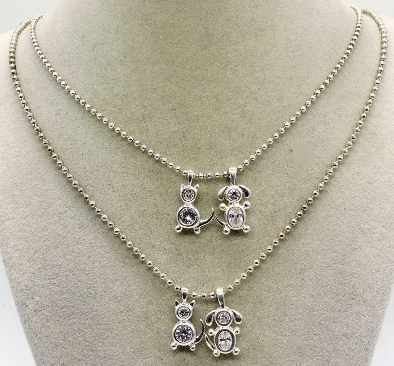 Sterling Cat & Dog Pendant Necklaces