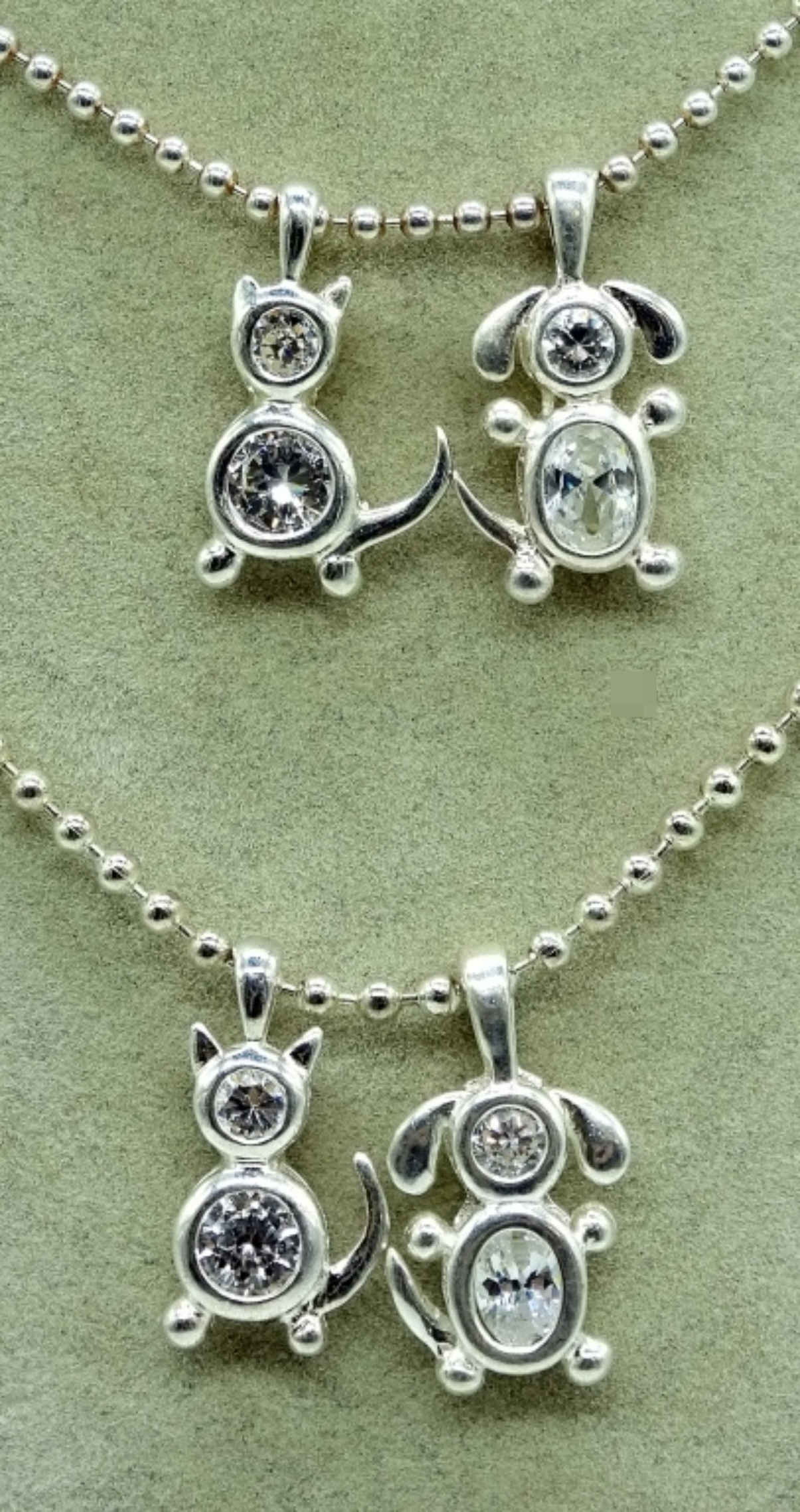 Sterling Cat & Dog Pendant Necklaces