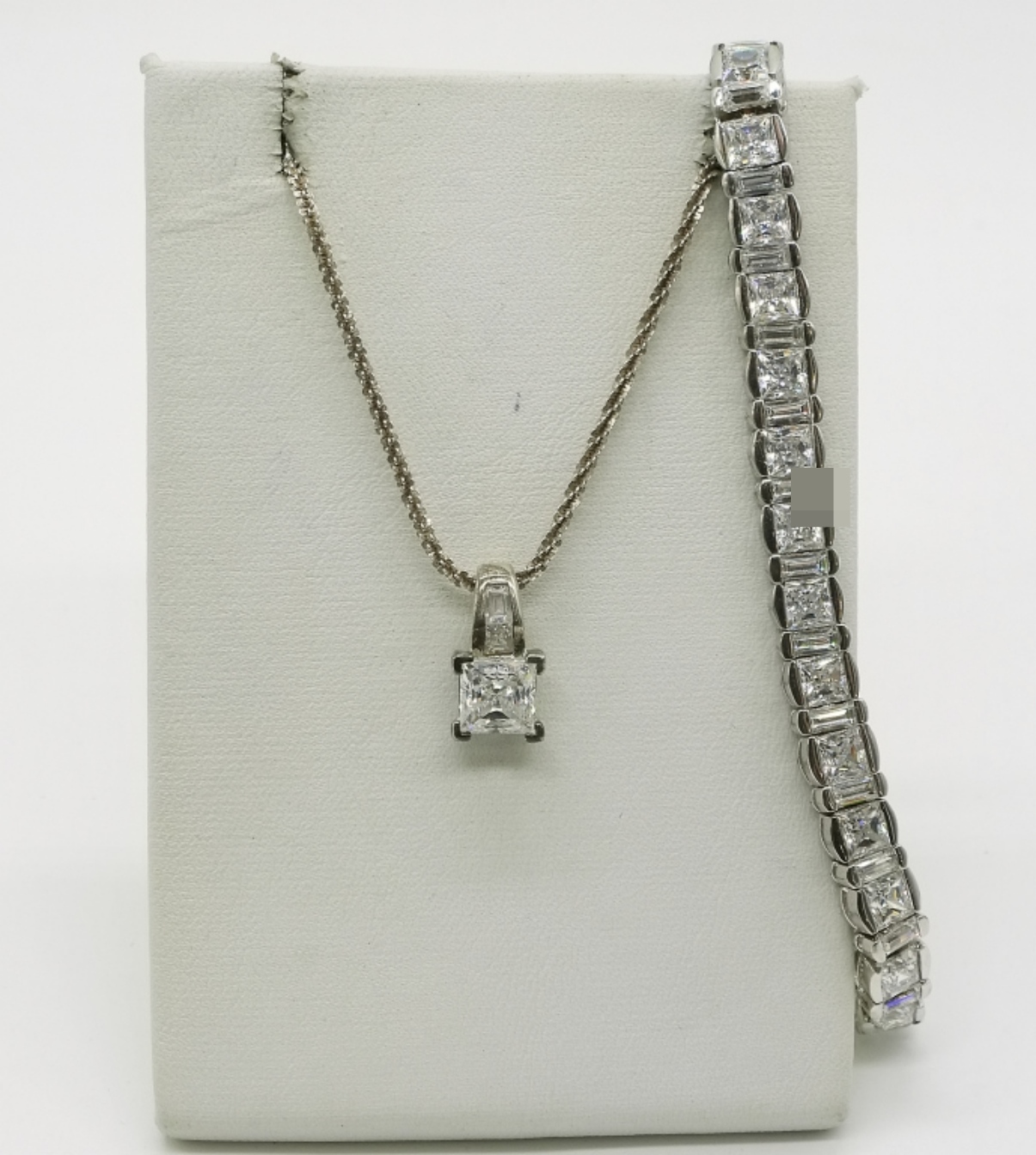 Sterling Diamond Simulated Necklace & Bracelet