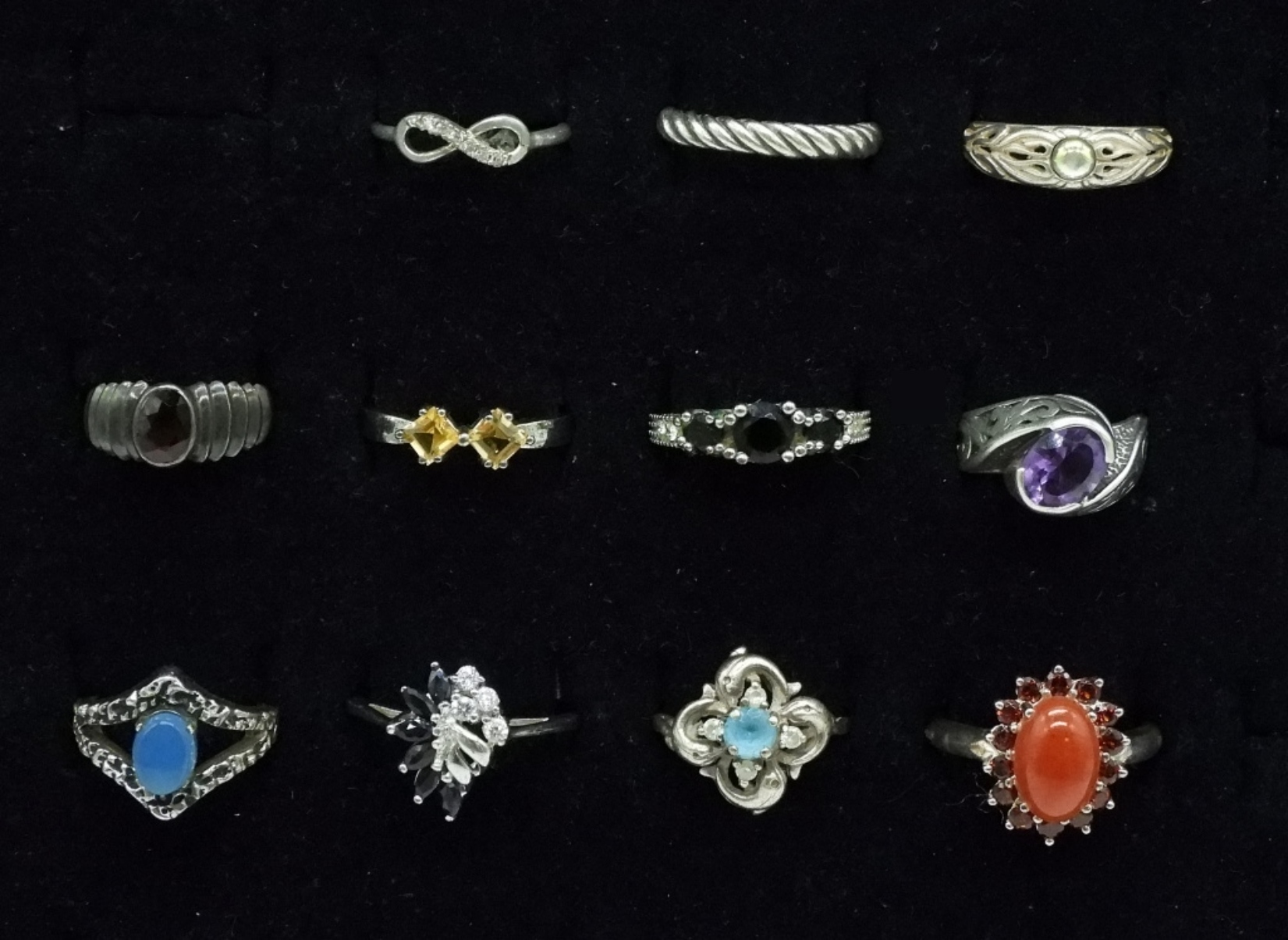 11 Sterling Gemstone Rings