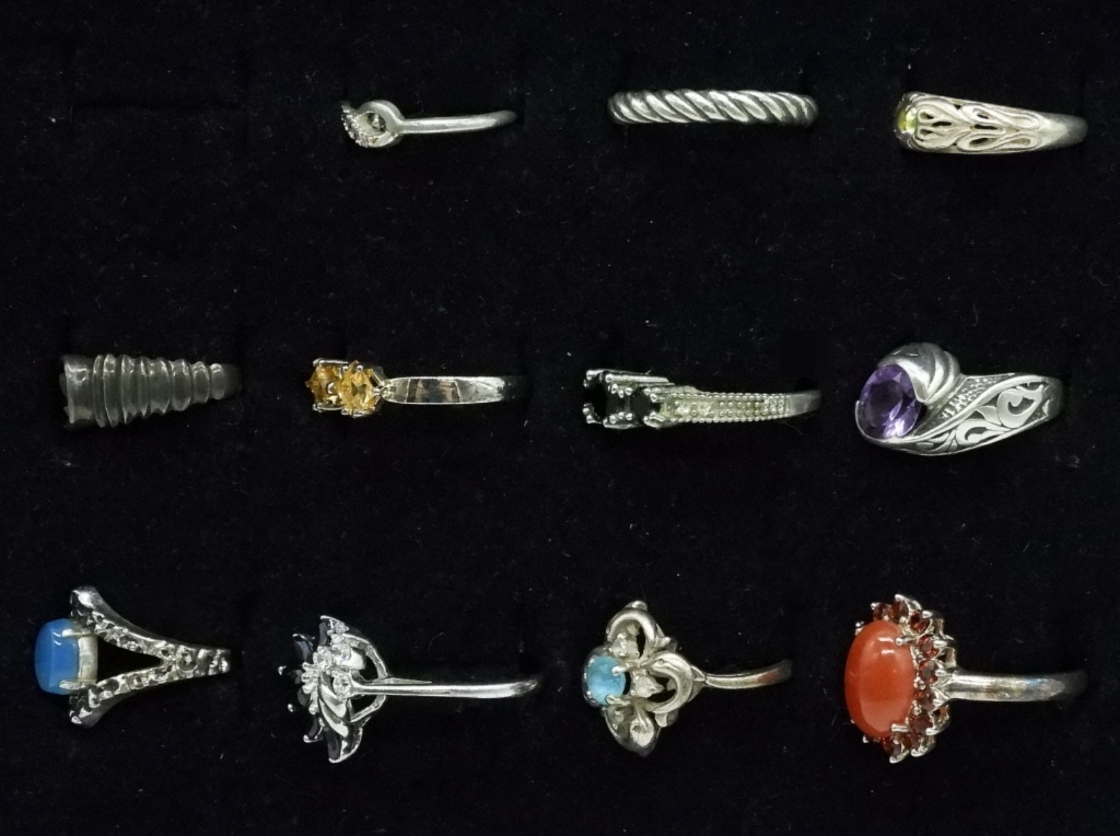11 Sterling Gemstone Rings