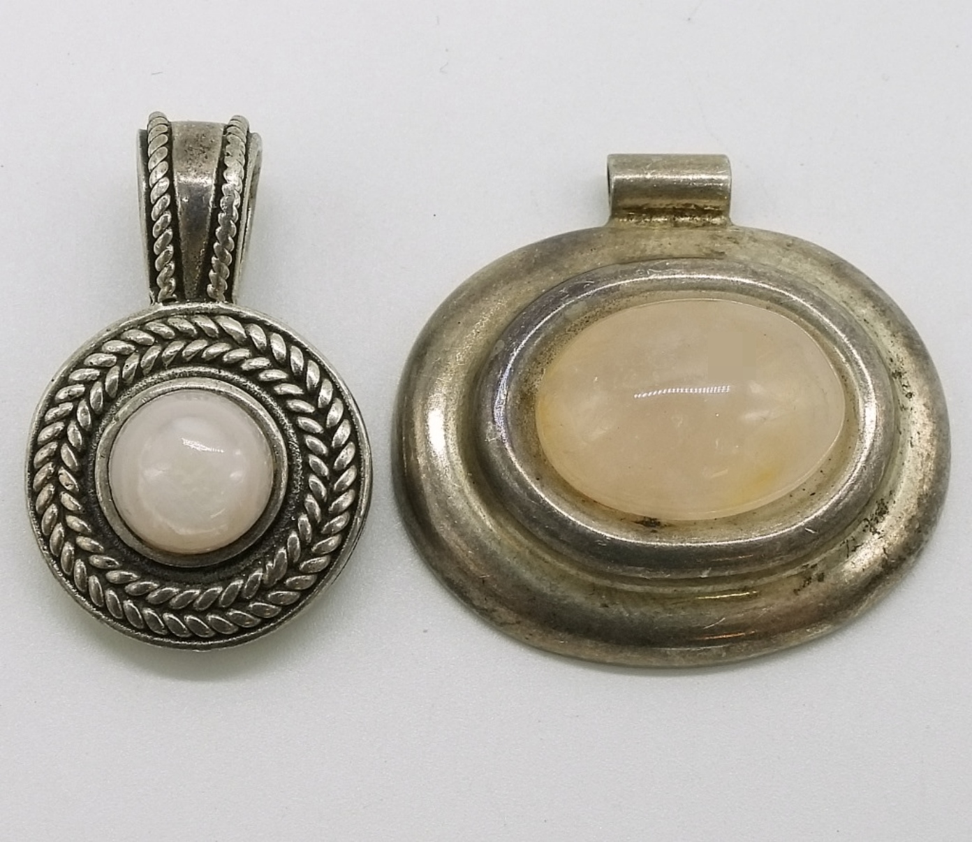 Sterling Mother of Pearl & Rose Quartz Pendants