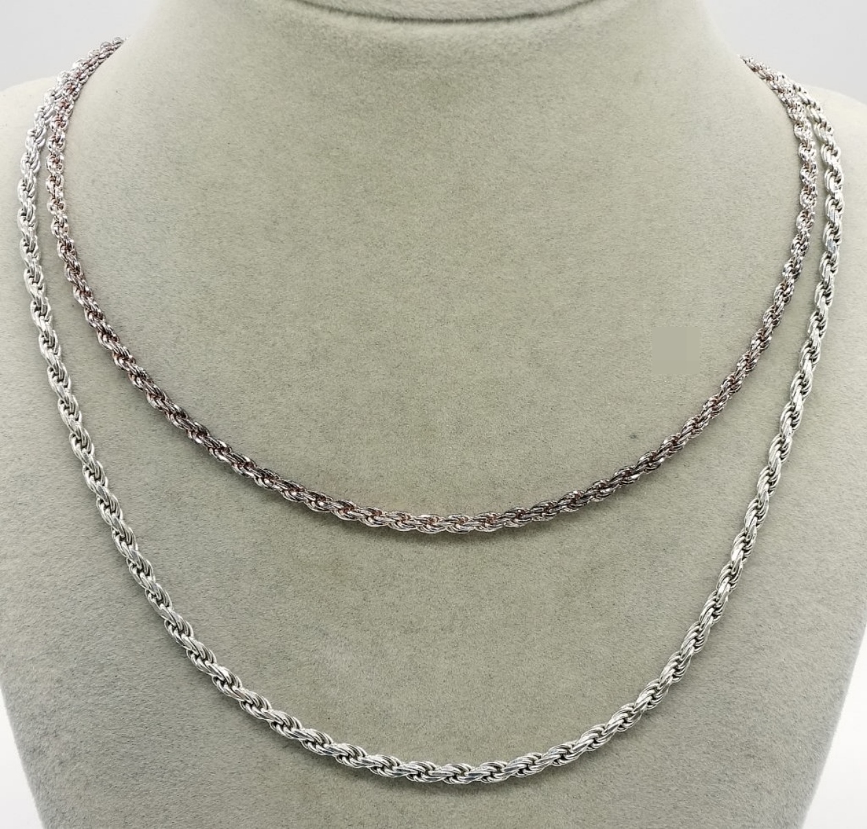 2 Sterling Rope Chain Necklaces