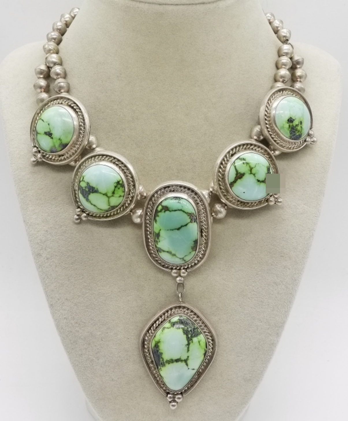 Sterling Silver Turquoise Pendant Necklace, 90.6 D