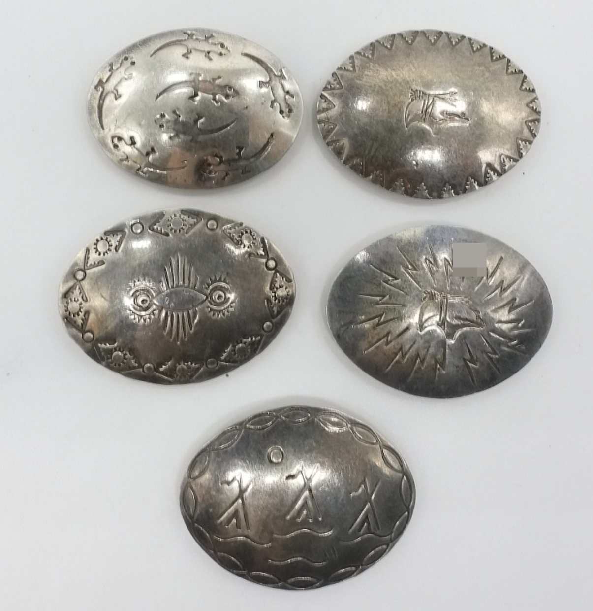 Sterling Silver Southwest Button Covers, Set of 5