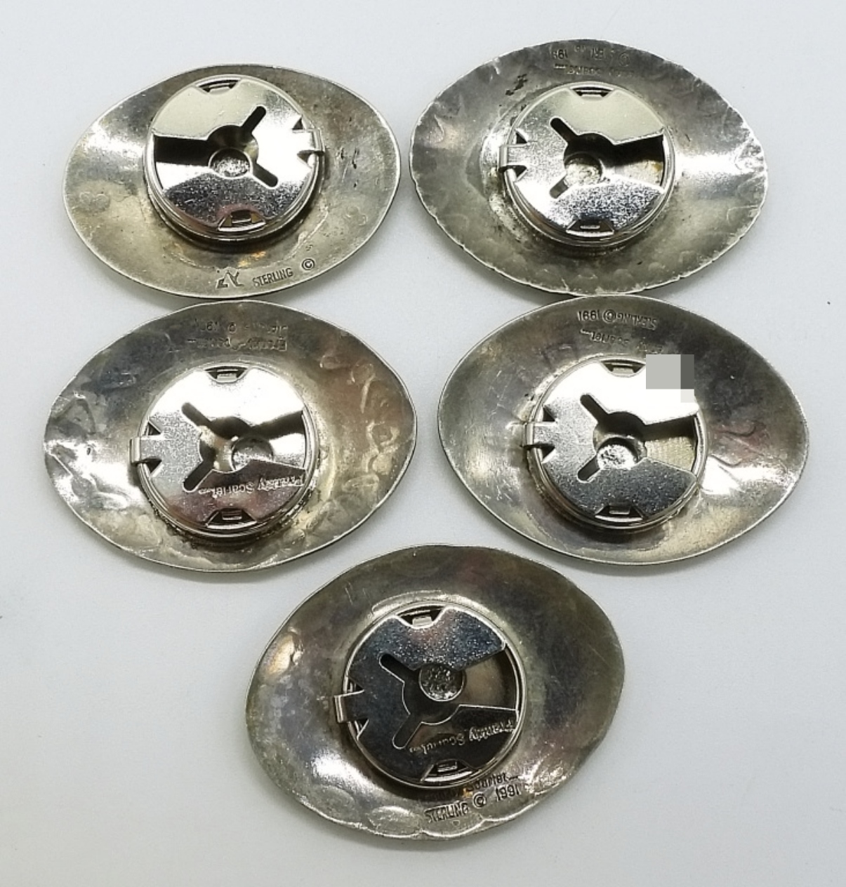 Sterling Silver Southwest Button Covers, Set of 5