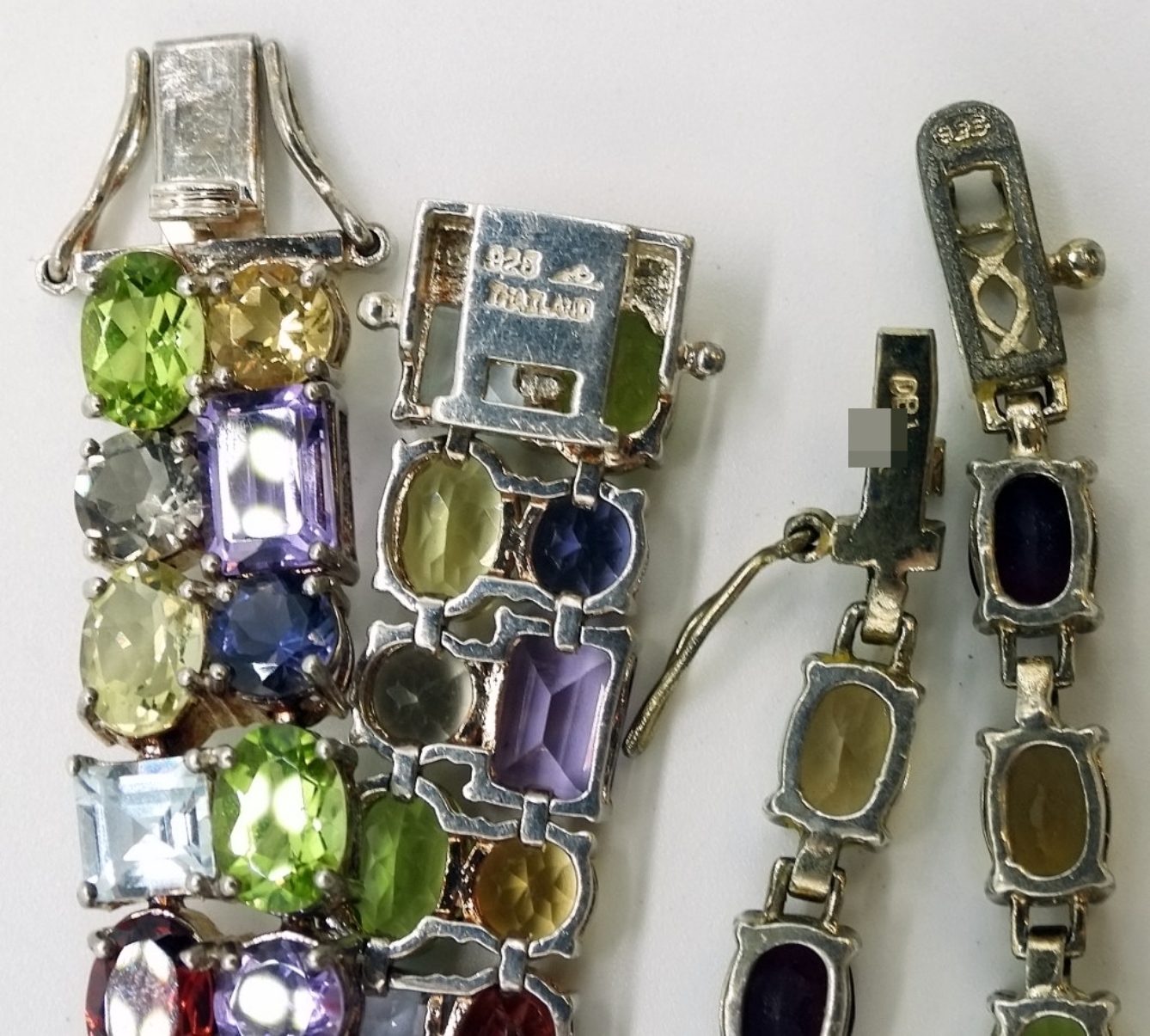 2 Sterling Silver Multicolor Gemstone Bracelets