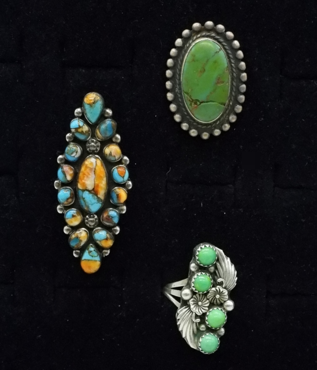 3 Sterling Turquoise Rings, Vintage