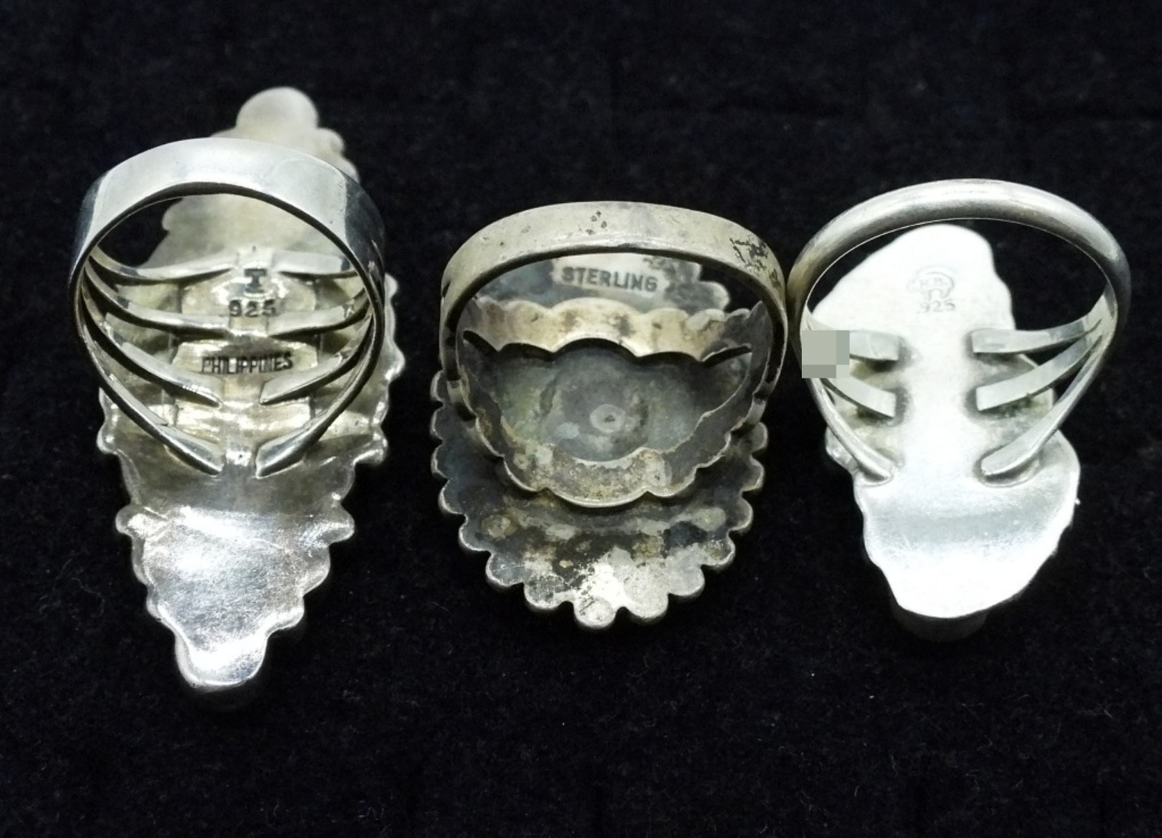 3 Sterling Turquoise Rings, Vintage