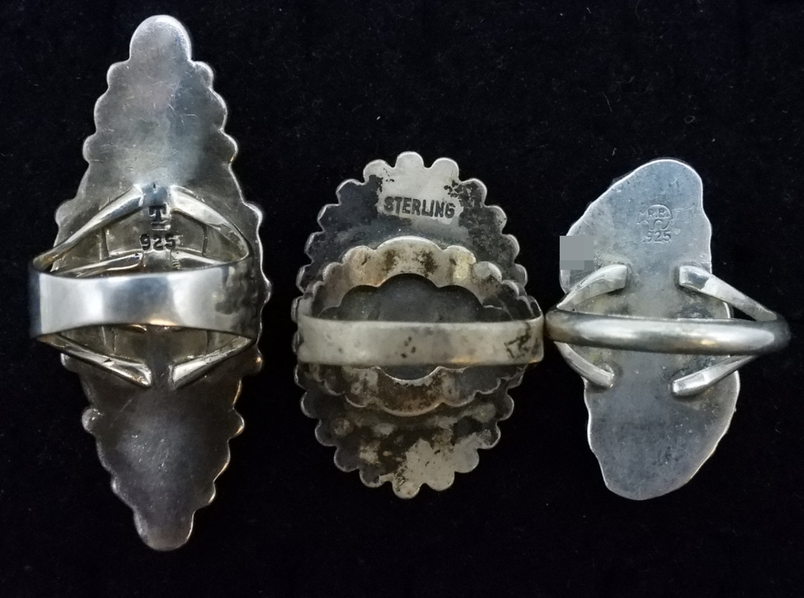 3 Sterling Turquoise Rings, Vintage
