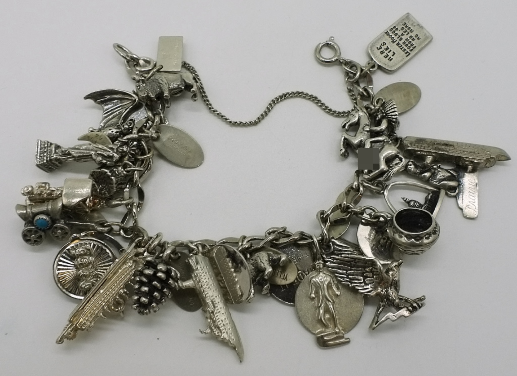 Vintage 925 Charm Bracelet, 21 Charms