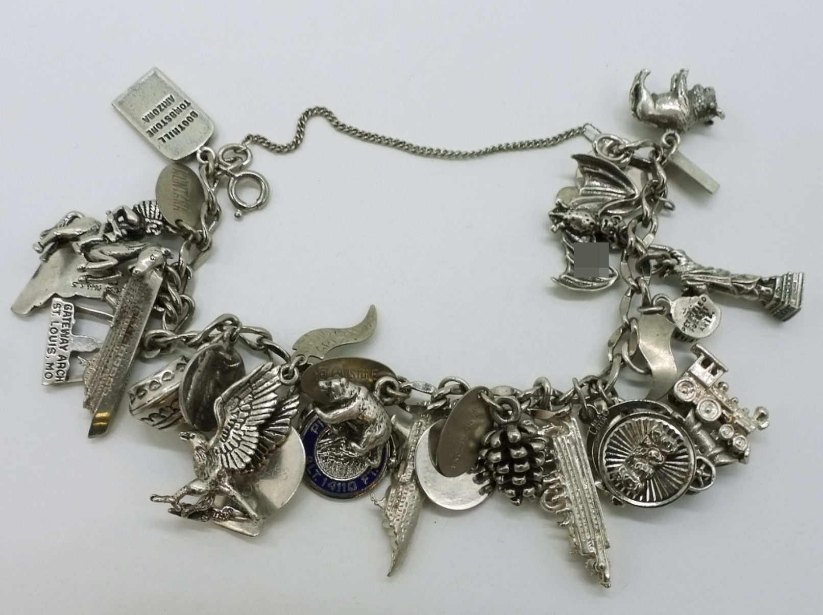 Vintage 925 Charm Bracelet, 21 Charms
