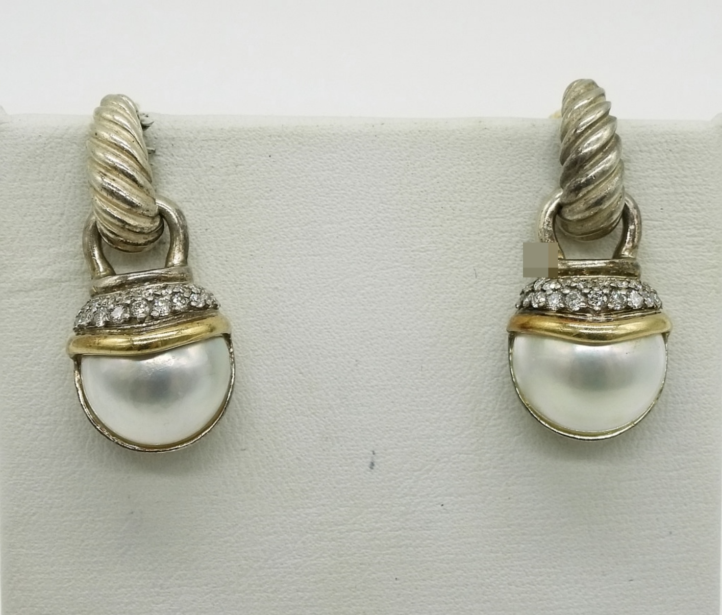David Yurman Sterling Pearl Moissanite Earrings