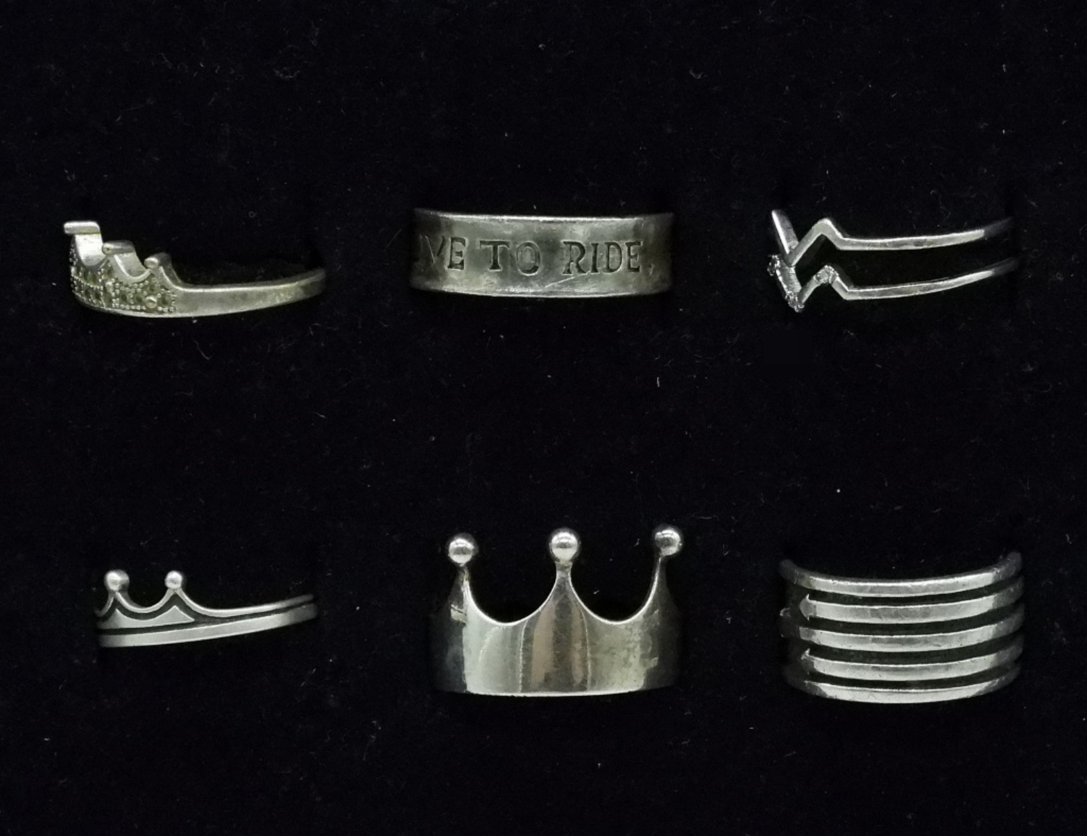Harley Davidson Band & 5 Other 925 Rings