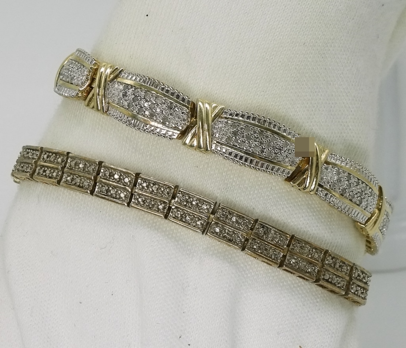 2 Sterling Gold Tone Rhinestone Bracelets