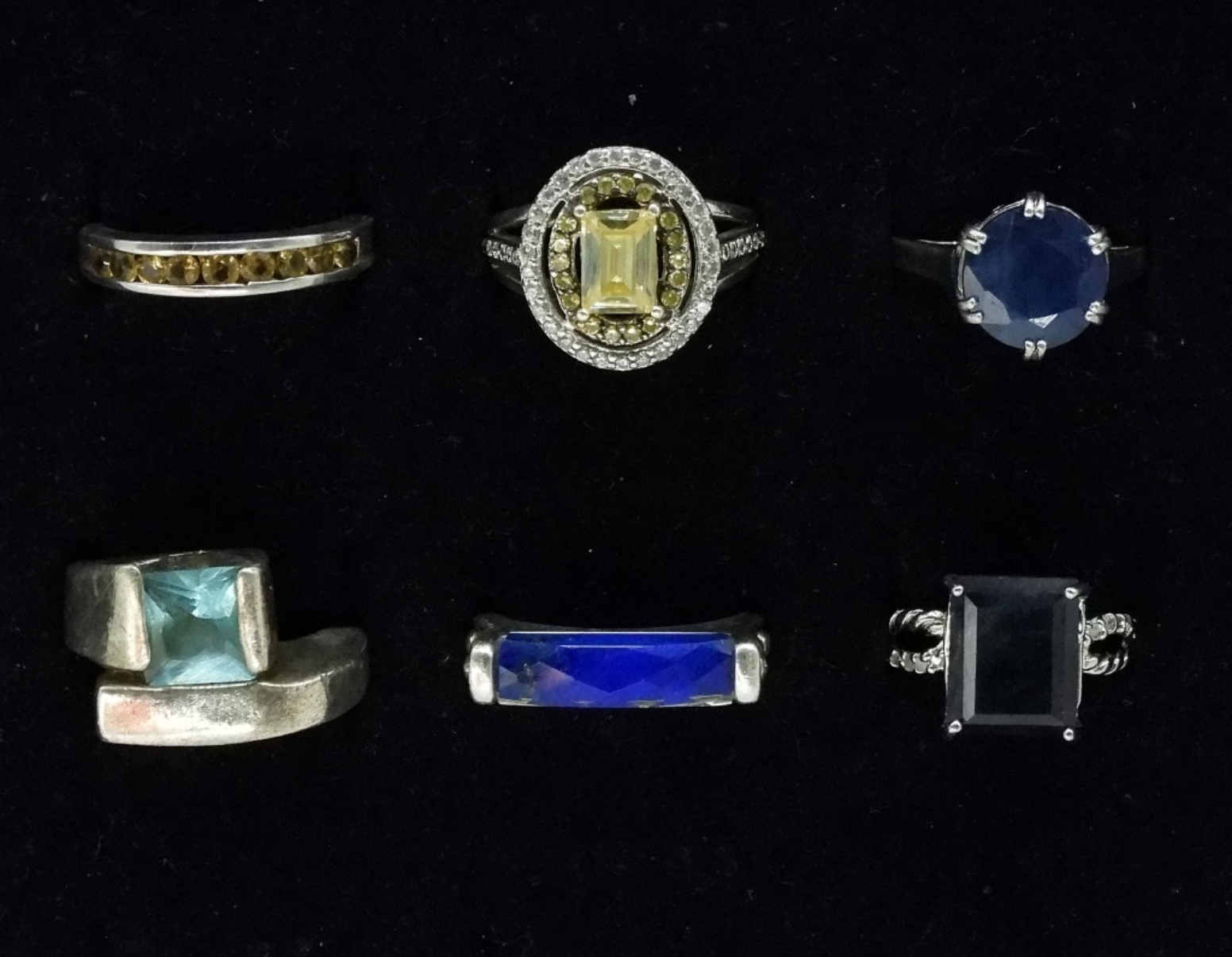 6 Sterling Gemstone Rings