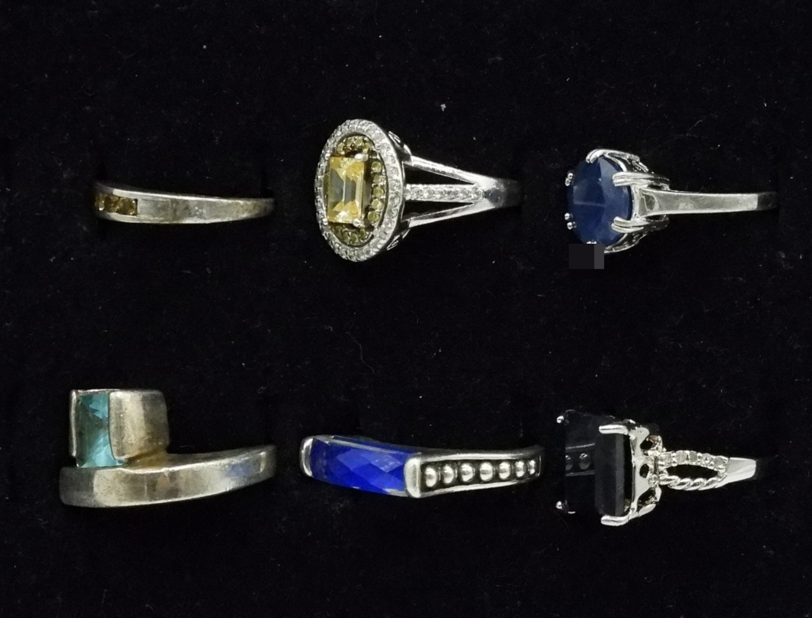 6 Sterling Gemstone Rings