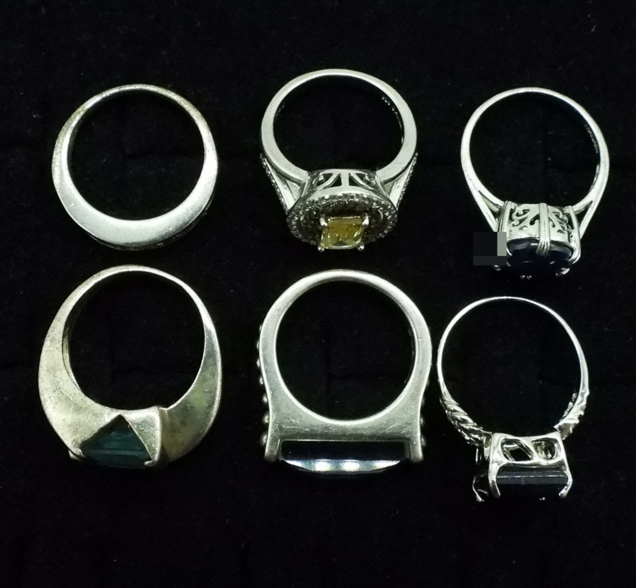 6 Sterling Gemstone Rings