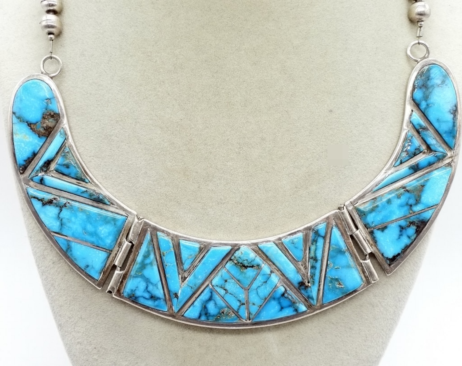 Sterling Silver Turquoise Inlay Necklace, 14 inche