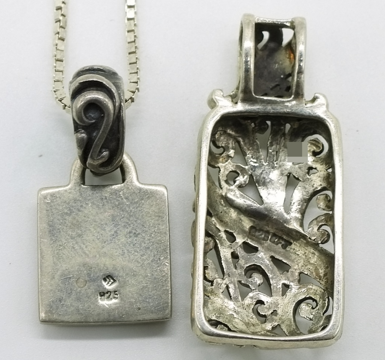 Two Sterling Pendants & Chain
