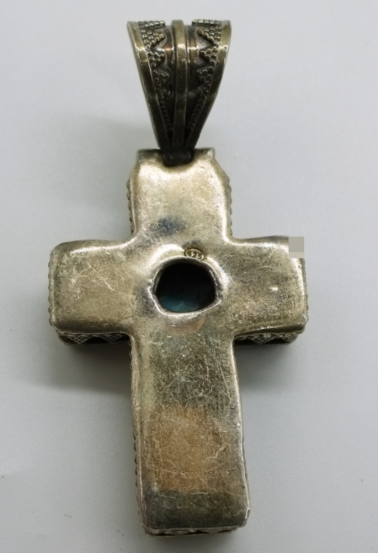 Sterling Turquoise Cross Pendant & Earrings