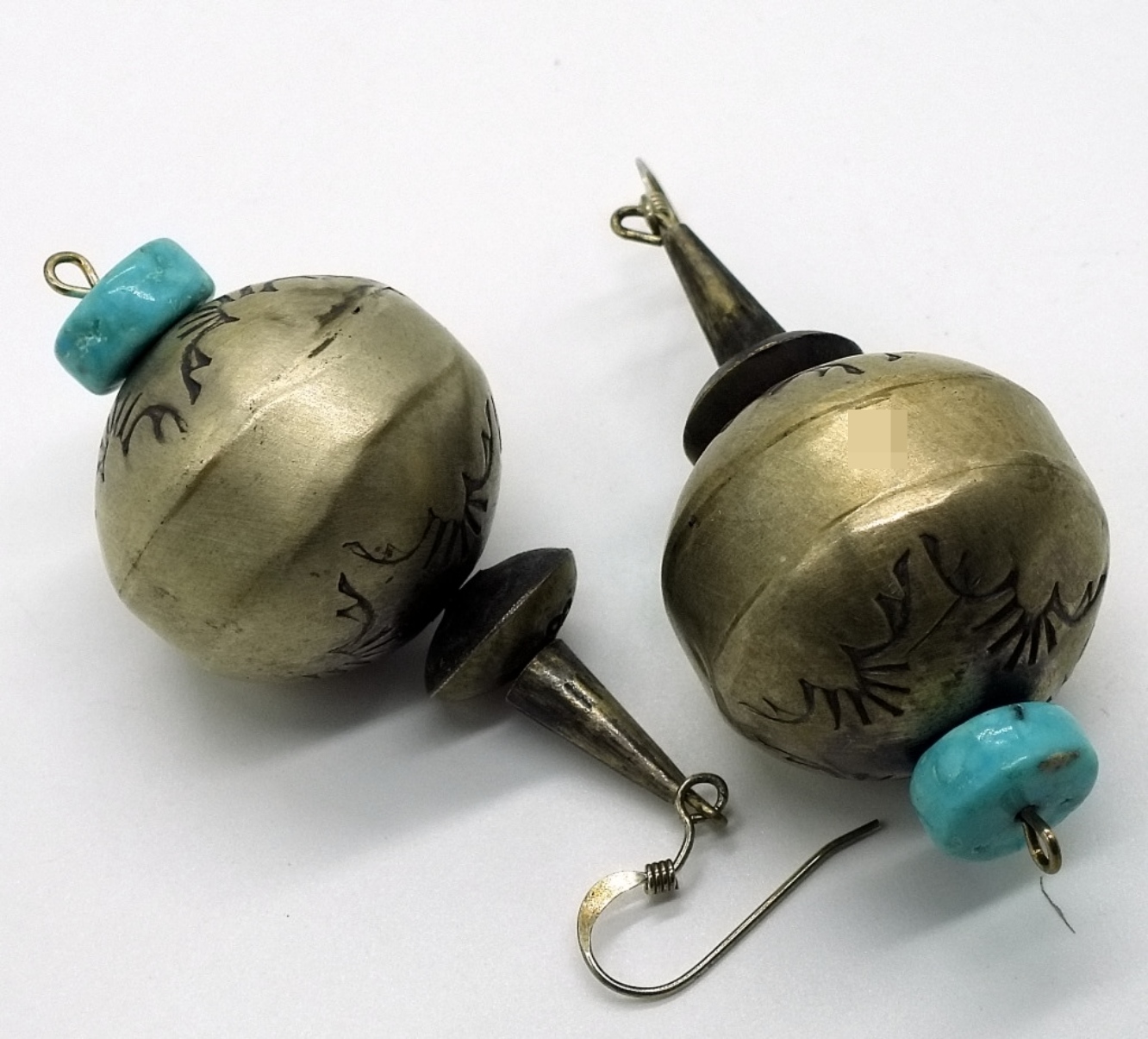 Sterling Turquoise Cross Pendant & Earrings