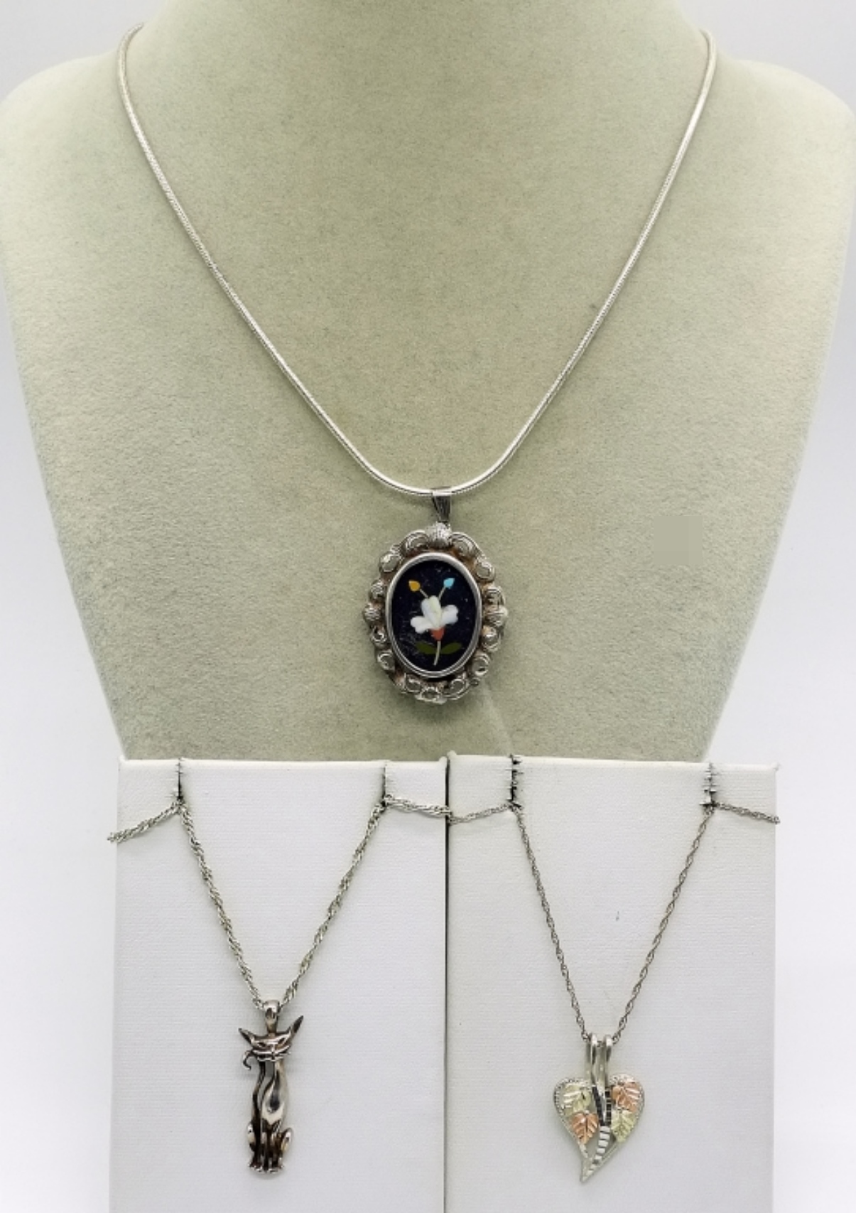 3 Silver & 12k Gold Necklaces