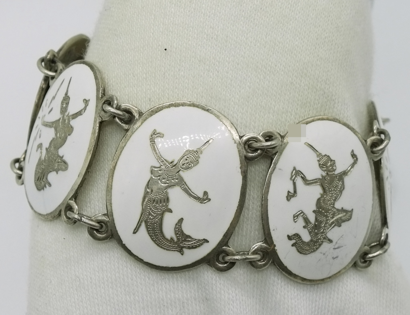 Sterling Silver Siam Enamel Bracelet