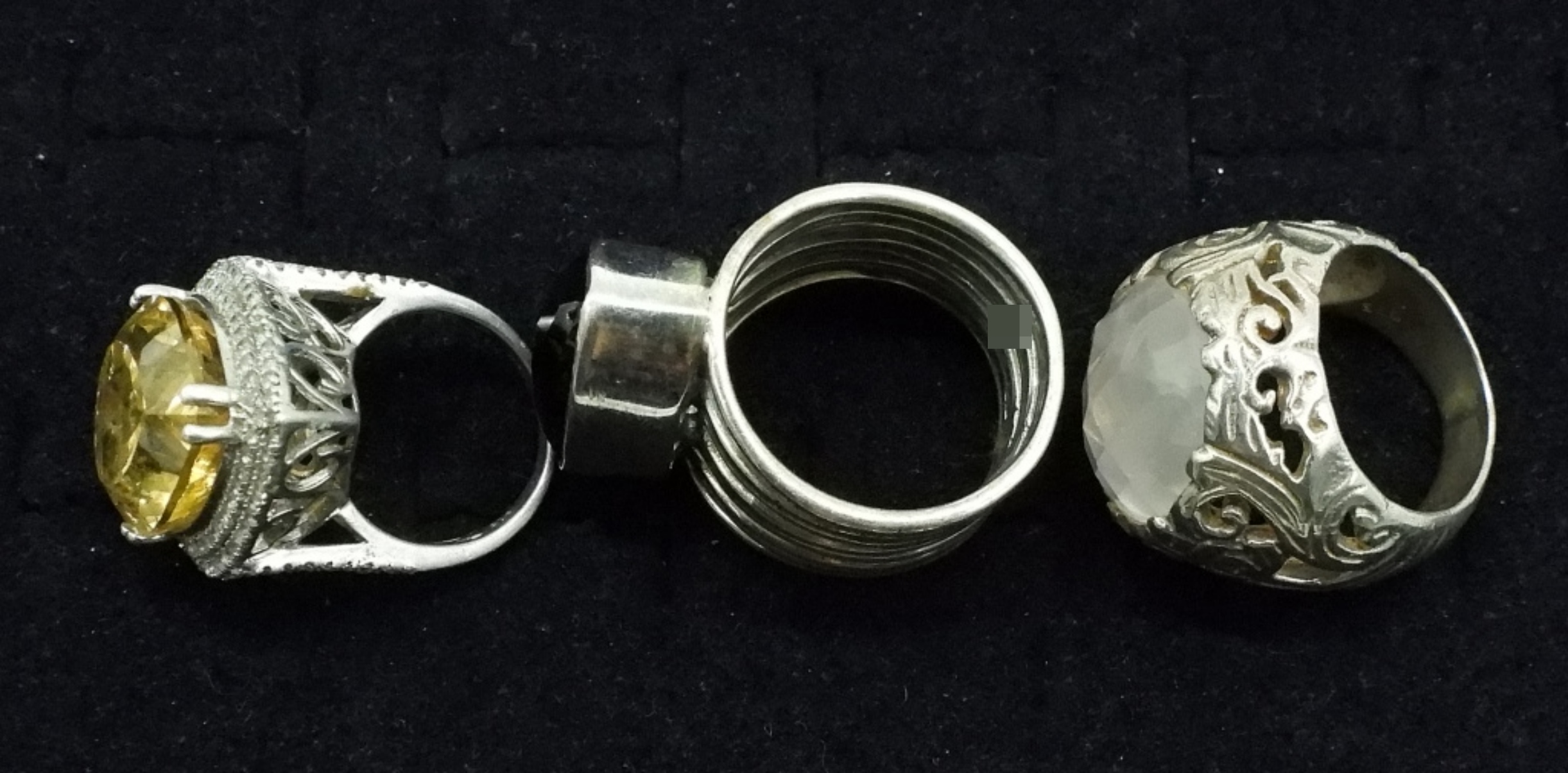 3 Chunky Sterling Gemstone Rings