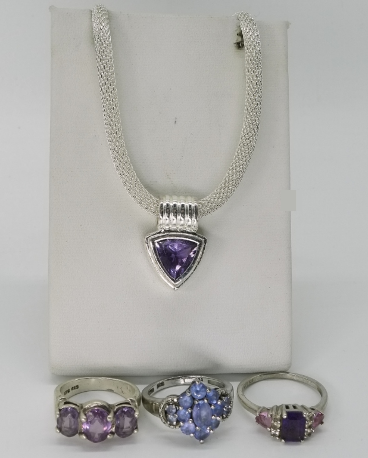Sterling Amethyst Necklace & Rings