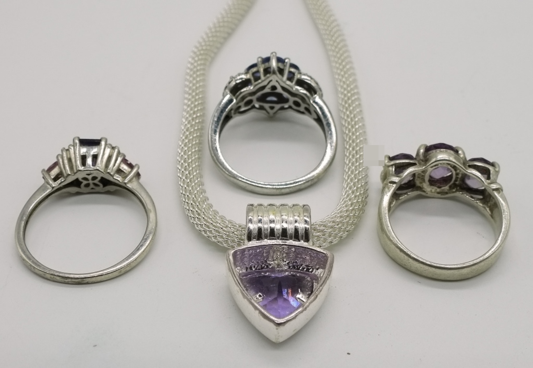 Sterling Amethyst Necklace & Rings