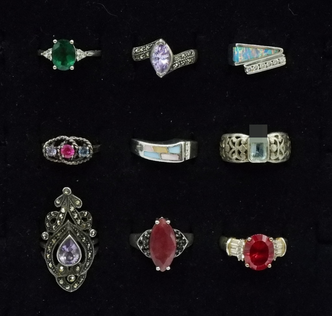 9 Sterling Gemstone Fashion Rings