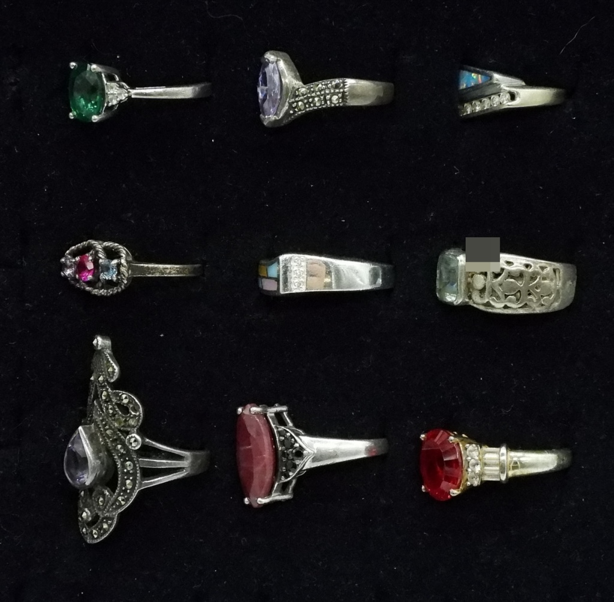 9 Sterling Gemstone Fashion Rings