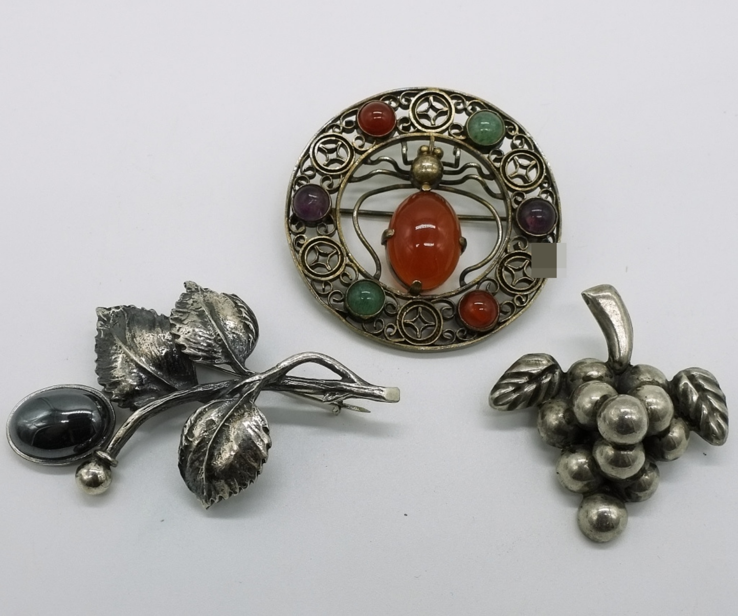 Three Vintage Sterling Brooches