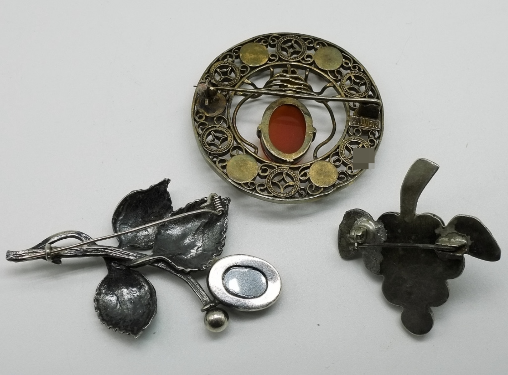 Three Vintage Sterling Brooches