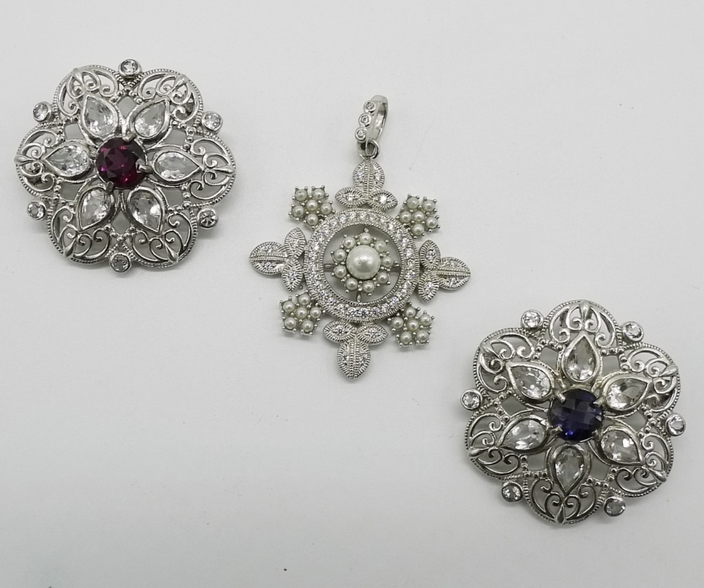 3 Gemstone & Sterling Pendants