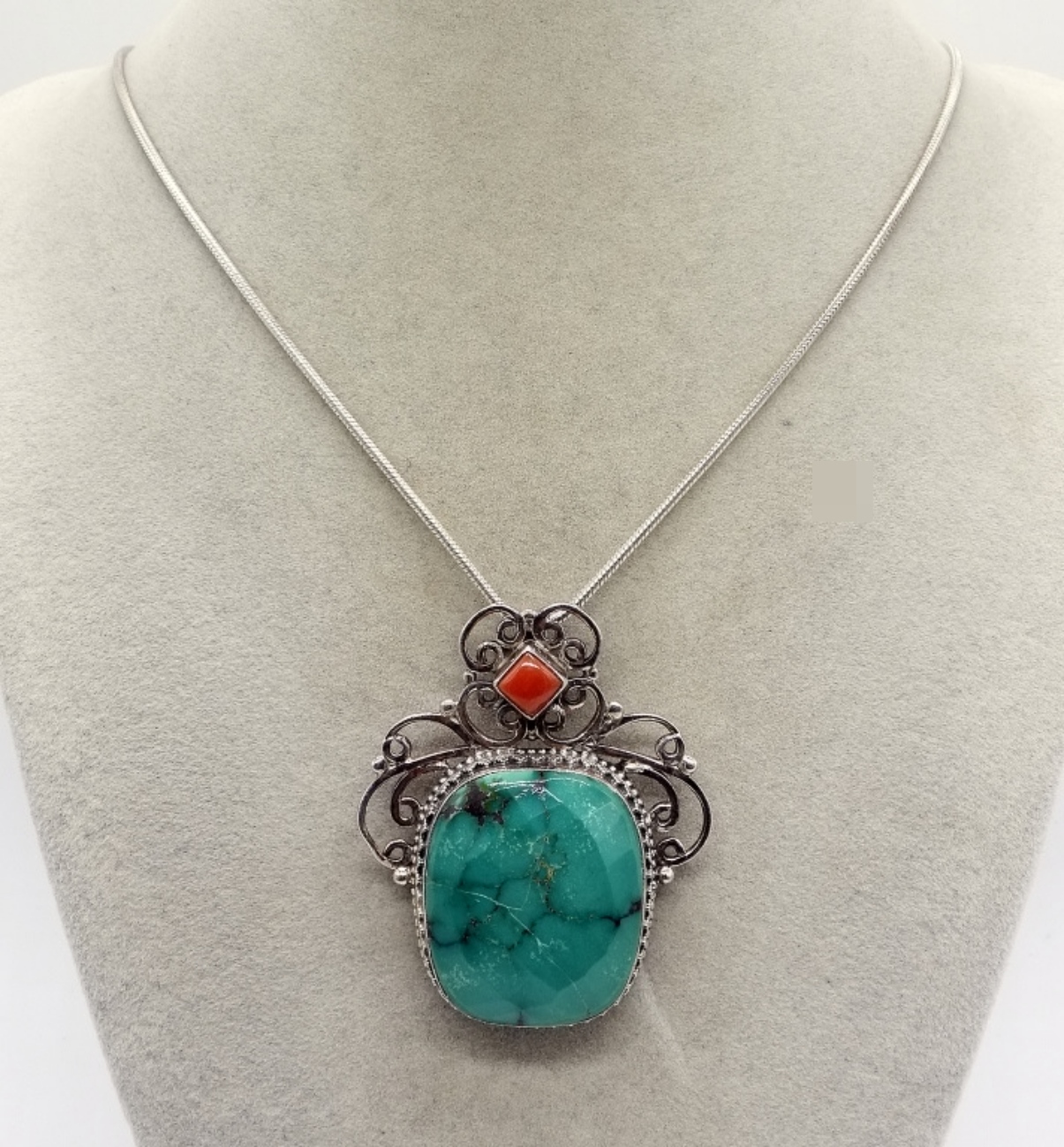 Large Turquoise Sterling Necklace