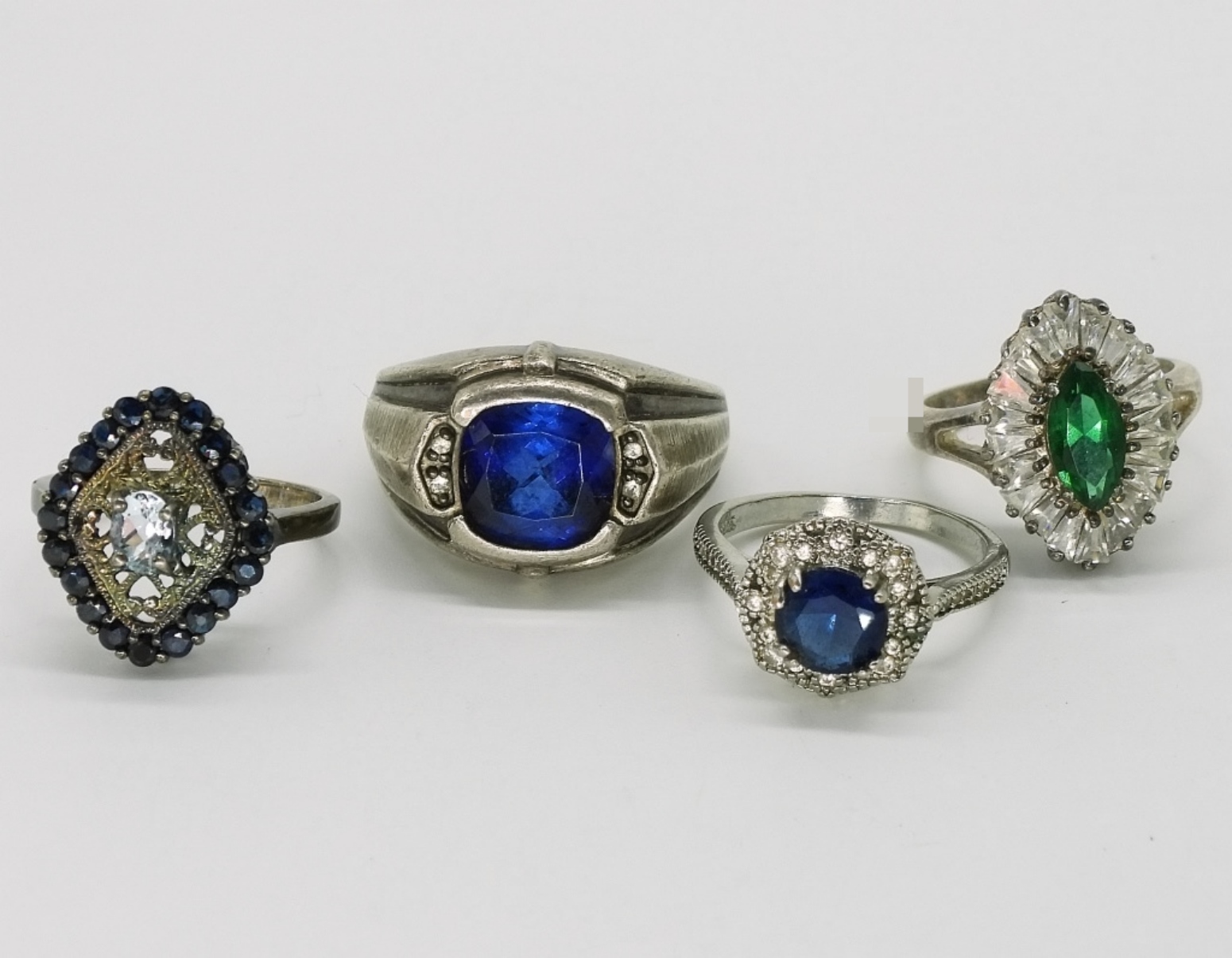 4 Vintage Sterling Gemstone Rings