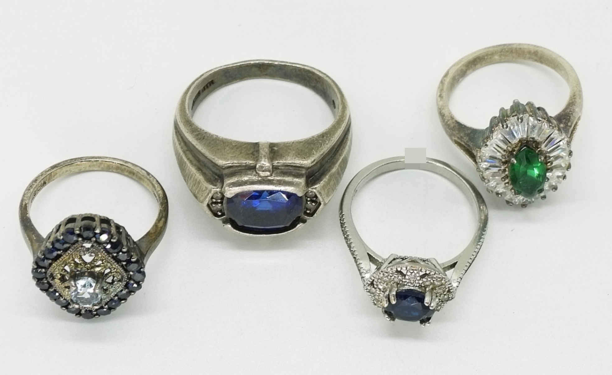 4 Vintage Sterling Gemstone Rings